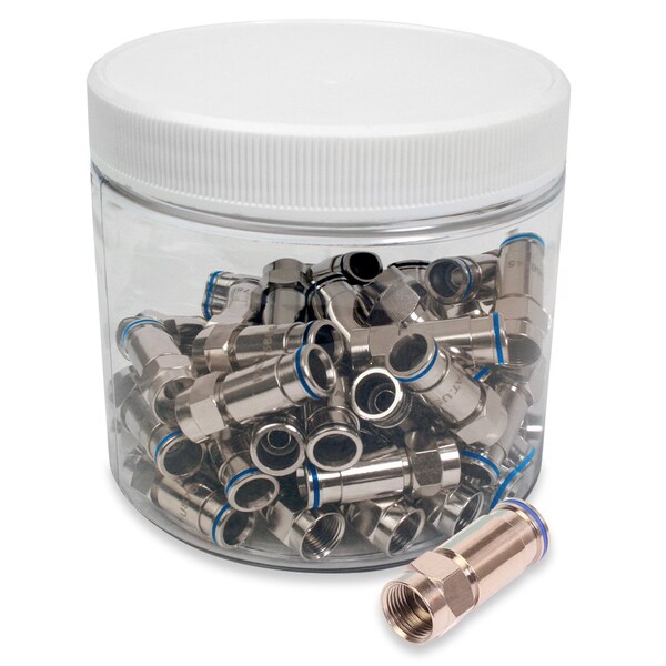F (Male) Compression Connectors, 75 Ohm - Rg-6 Quad, 50/Jar